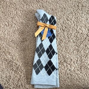 Argyle Knee-High Socks - Gray & Black